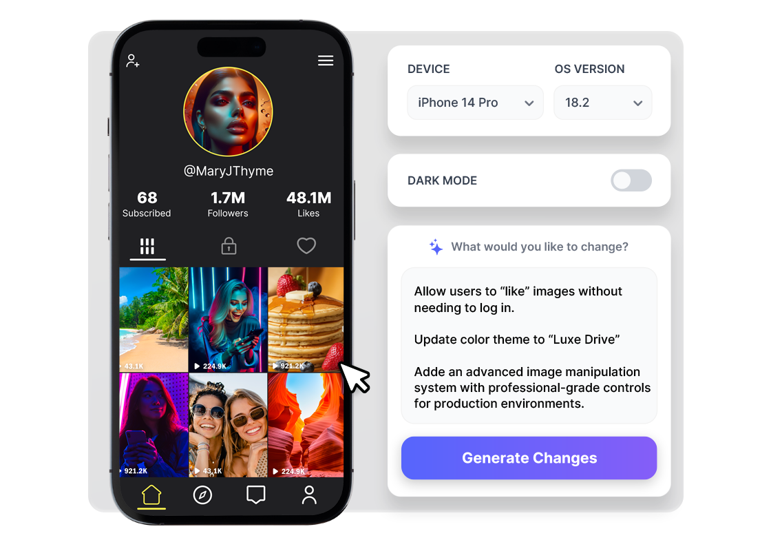 Review and refine your app using iOS simulator, Android emulator, and web preview